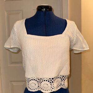 White Crochet Women's Top